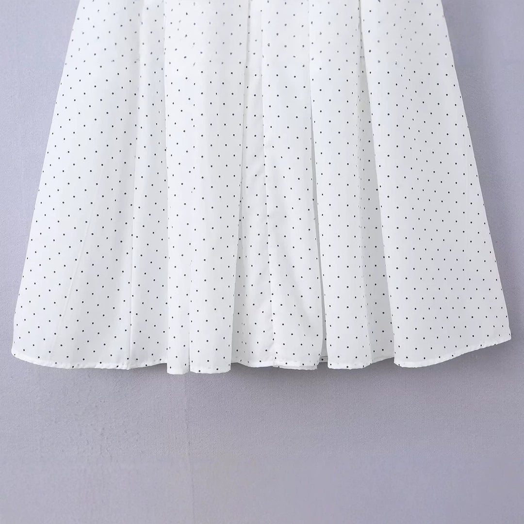 Women's midi dress with smocked waist, gathered puff sleeves and square neckline Mune Fashion