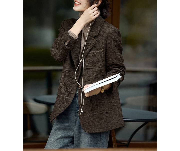 Women Modern Cut Blazer with Textured Fabric Mune Fashion
