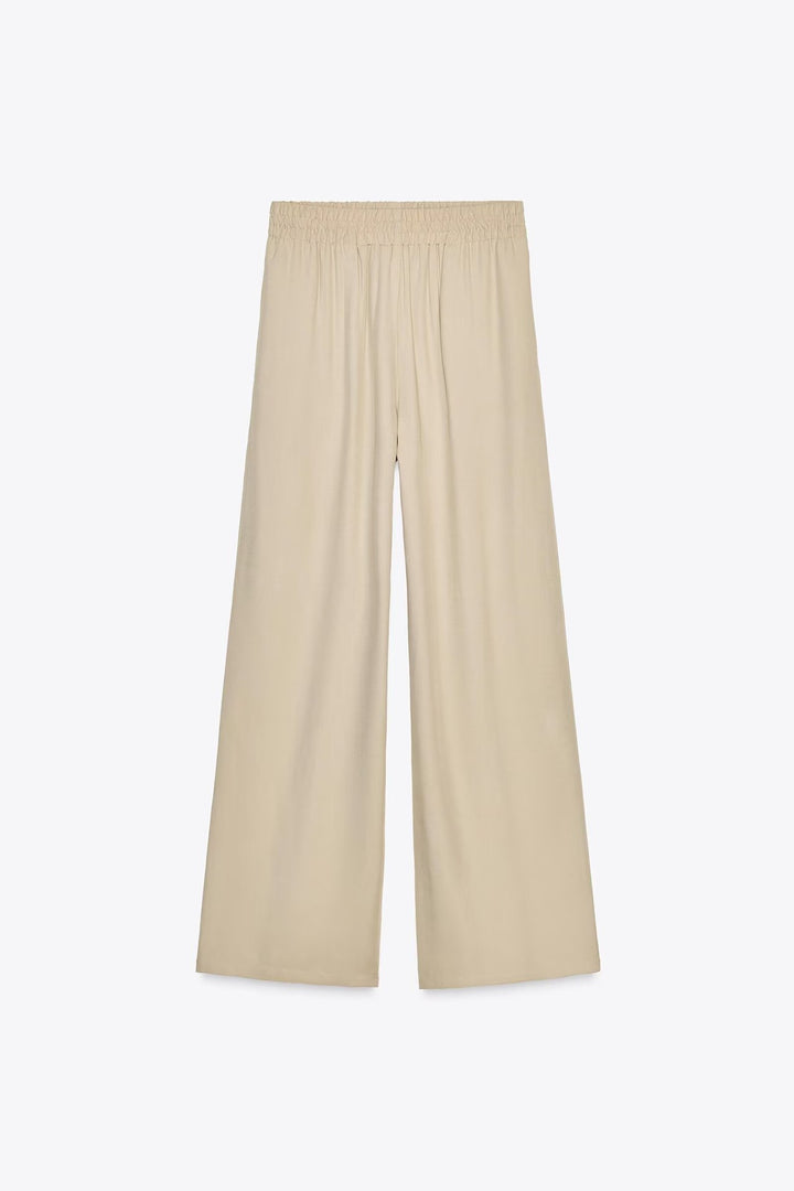 Ladies Soft Jersey Palazzo Pants with Elastic Waistband and Wide Leg Mune Fashion