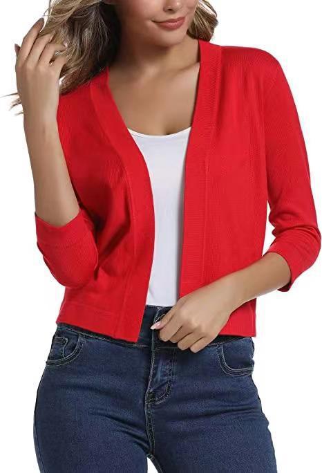 Women’s open short cardigan with three-quarter sleeves and elastic hem Mune Fashion