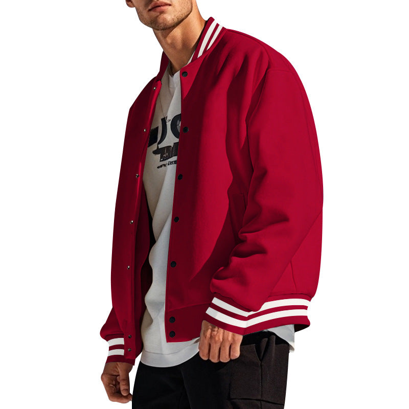 Men's slim college jacket in college style with snap button placket and contrasting ribbed cuffs Mune Fashion