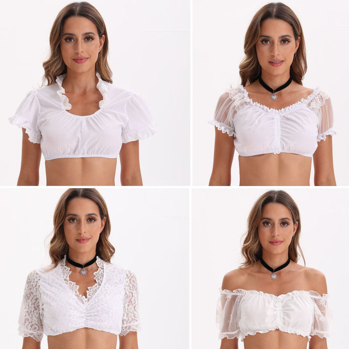 Women's off-the-shoulder Carmen top with gathered front and transparent puff sleeves Mune Fashion