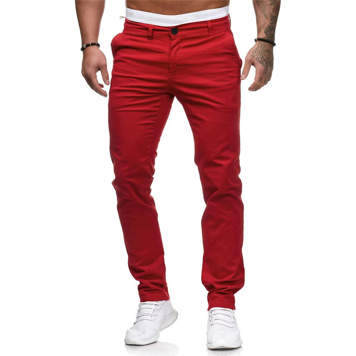 Men's slim-fit cotton stretch chinos with a medium rise and comfort waistband Mune Fashion