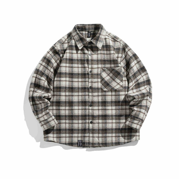 Men's flannel overshirt in boxy cut with patch chest pocket Mune Fashion