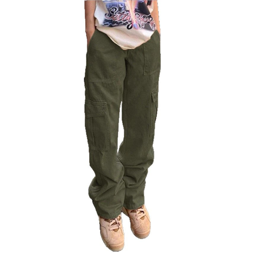 Women's wide cargo pants with high waist, patch flap pockets, and casual baggy fit Mune Fashion