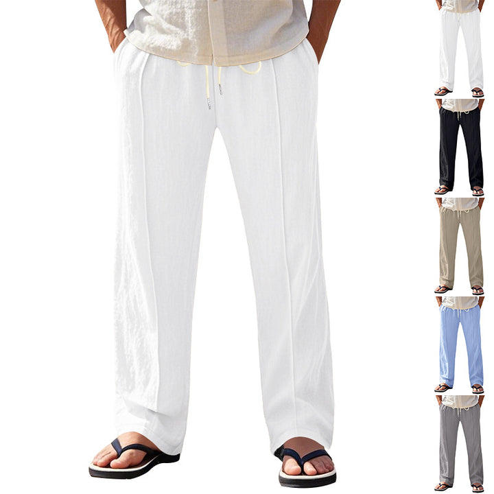 Men's nano relaxed-fit summer linen trousers with crease elastic drawstring and side pockets Mune Fashion