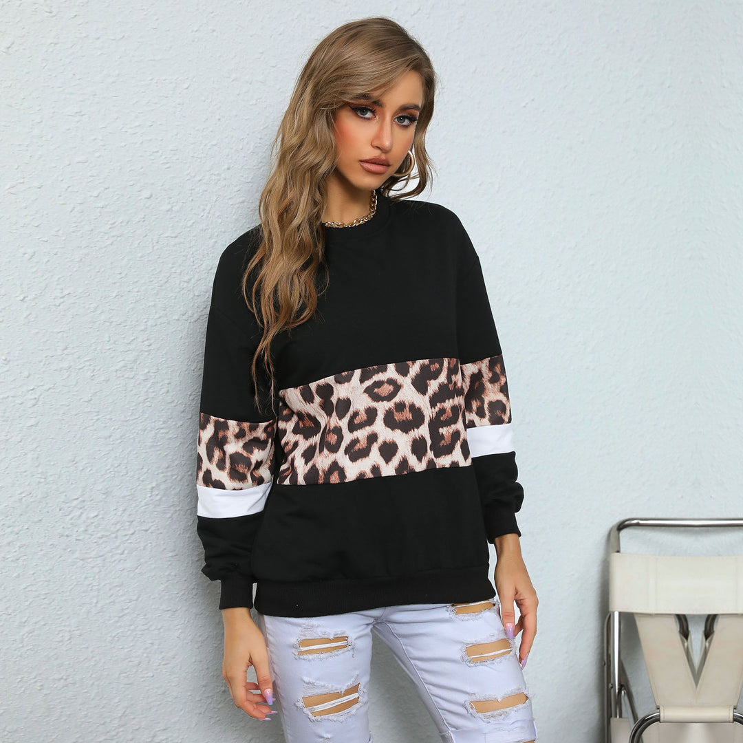 Women's Oversize Sweatshirt with Leo Block Stripes and Ribbed Hem Mune Fashion