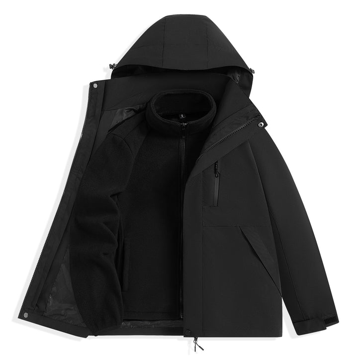 Men's two-layer outdoor parka with removable fleece inner jacket and hood Mune Fashion