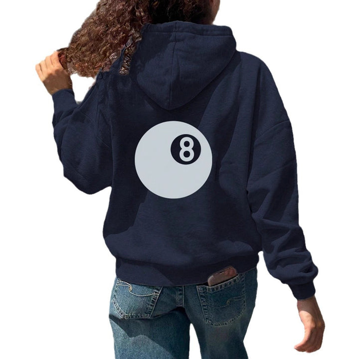 Women’s Oversized Hoodie with Eight-Ball Appliqué Mune Fashion