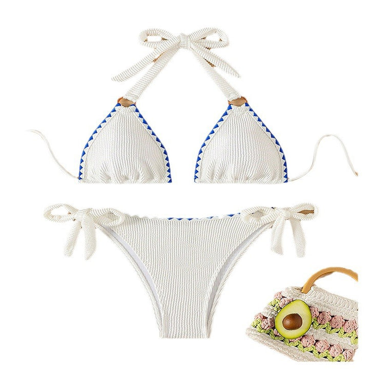 Women's triangle bikini with playful cut and ruffle details Mune Fashion