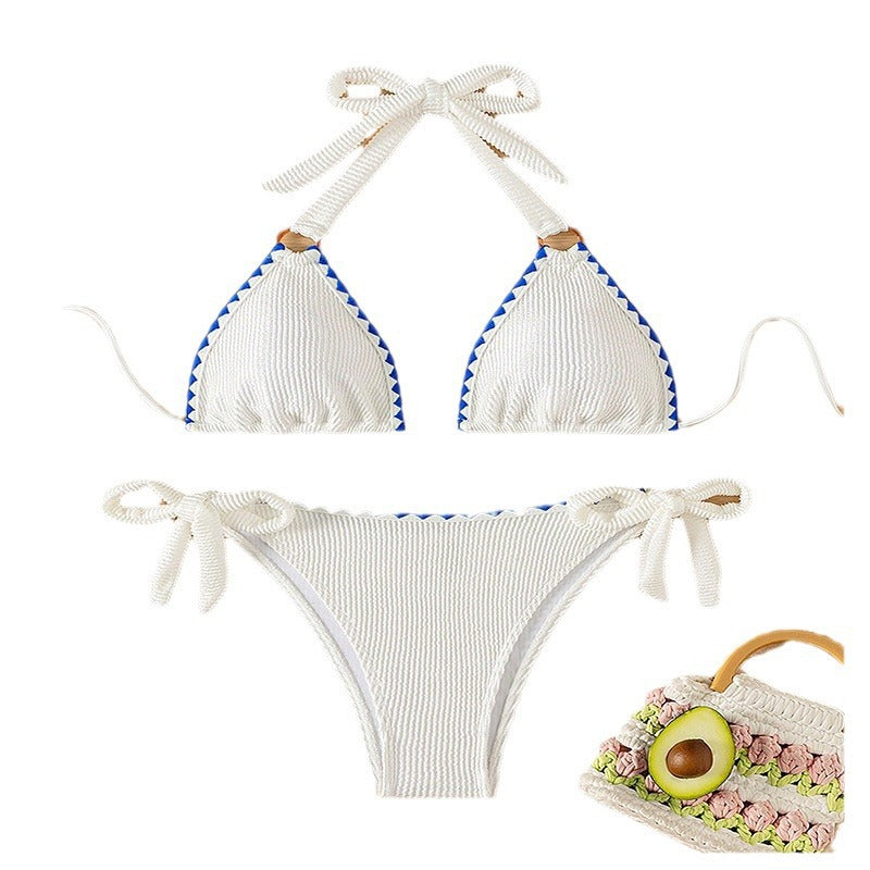 Women's triangle bikini with playful cut and ruffle details Mune Fashion