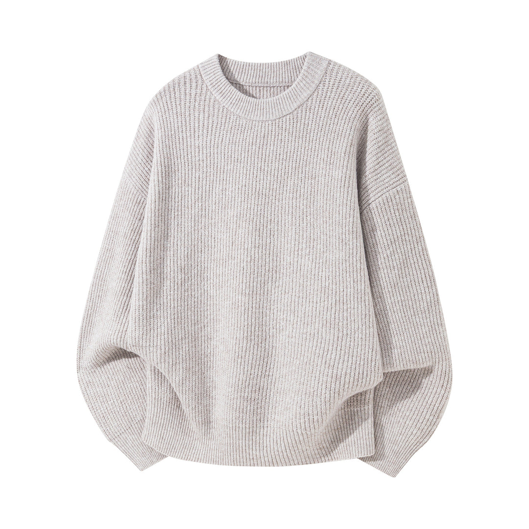 Unisex Oversized ribbed round neck sweater with extended back hem Mune Fashion