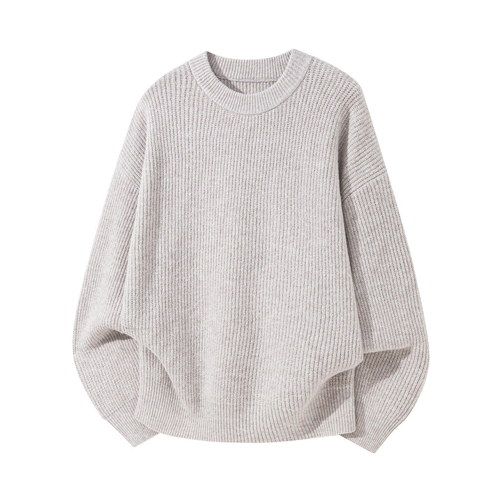 Unisex Oversized ribbed round neck sweater with extended back hem Mune Fashion