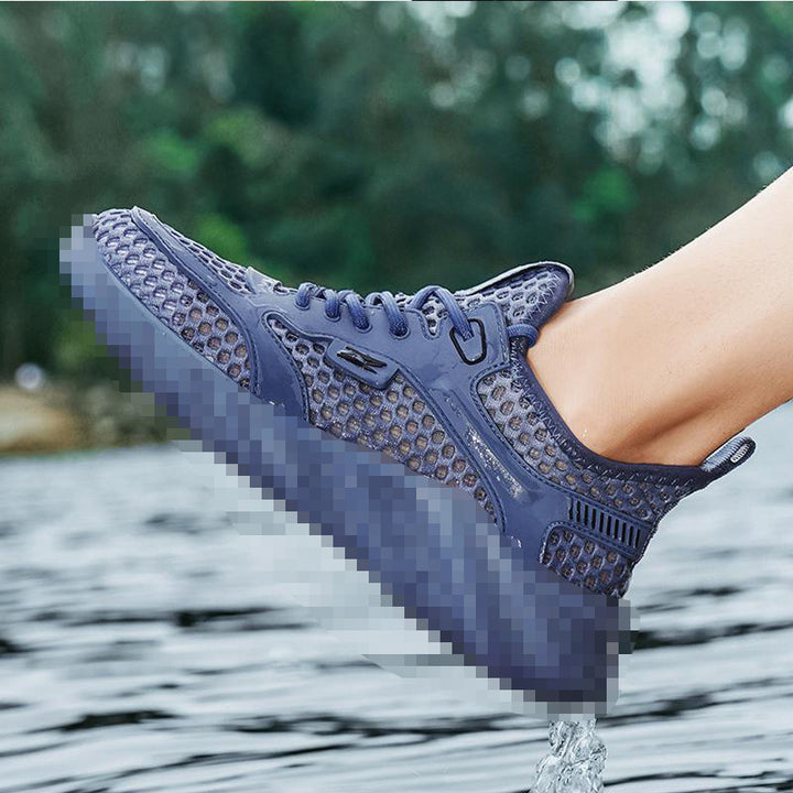 Men's Breathable Mesh Casual Sneakers with Textured Wave Platform Sole Mune Fashion