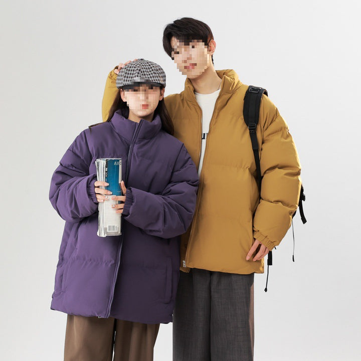 Men's Quilted Oversized Puffer Jacket with High Stand-Up Collar & Elastic Cuffs Mune Fashion