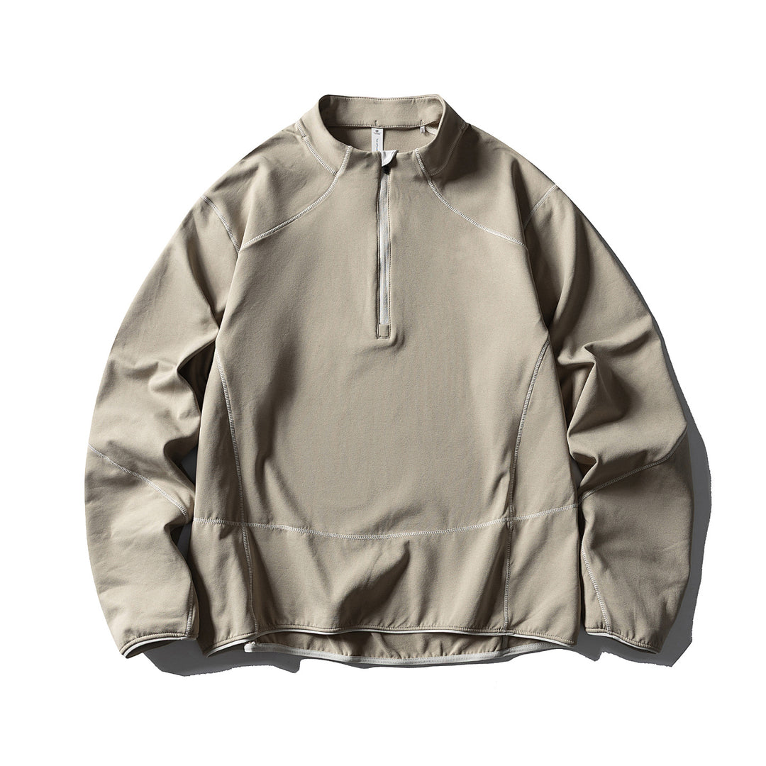 Unisex Half-zip fleece pullover with stand-up collar, flat seams and adjustable hem Mune Fashion