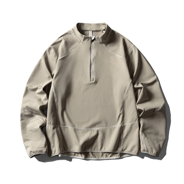 Unisex Half-zip fleece pullover with stand-up collar, flat seams and adjustable hem Mune Fashion