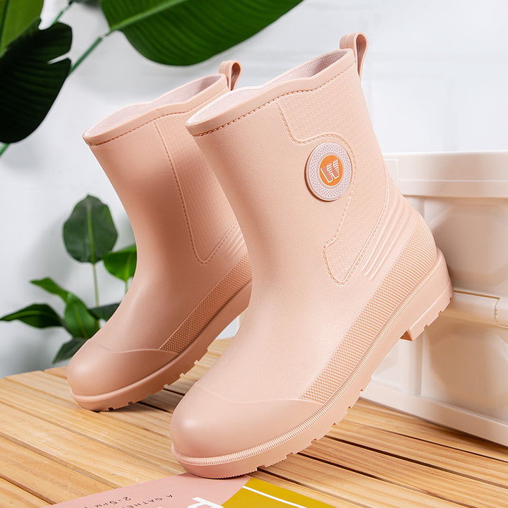 Men's Robust Short Rain Ankle Boots made of Solid Rubber with Reinforced Toe Cap Fashion