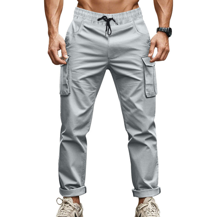 Men's urban cargo chinos in jogging style with elastic drawstring waistband and multifunctional pockets Mune Fashion