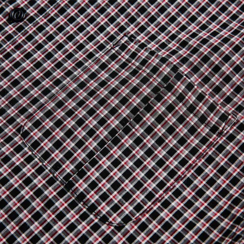 Men's Boxy Overshirt in a fine check pattern with a continuous button placket and a patch chest pocket Mune Fashion