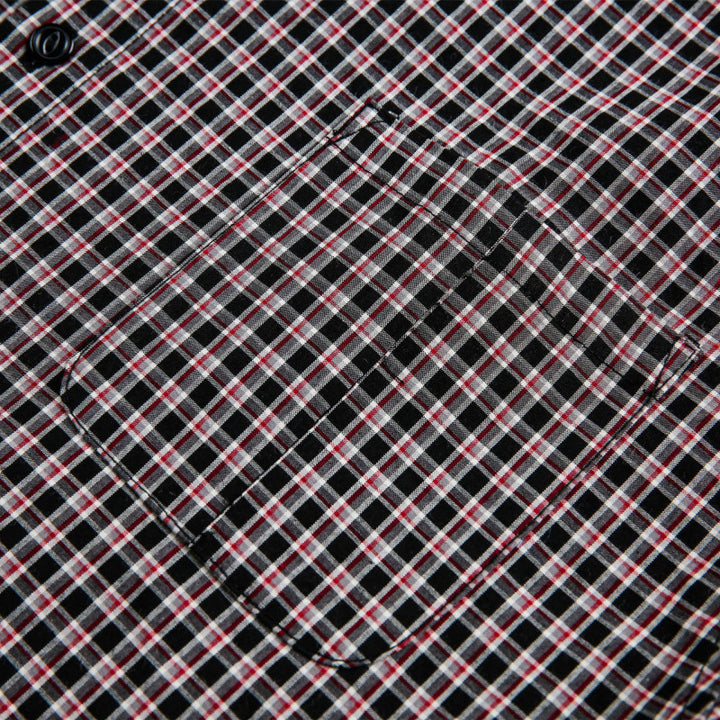 Men's Boxy Overshirt in a fine check pattern with a continuous button placket and a patch chest pocket Mune Fashion