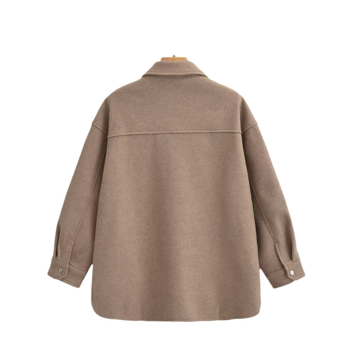 Women's Oversized Teddy Shirt Jacket with Snap Button Closures and Patch Breast Pockets Mune Fashion