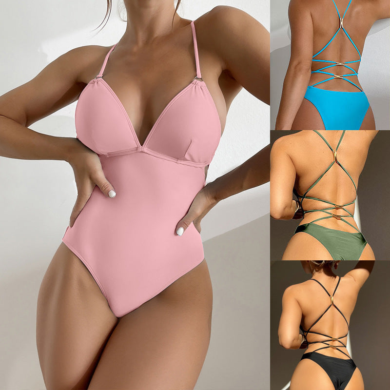 Ladies one-piece swimsuit with elegant back cutout Mune Fashion