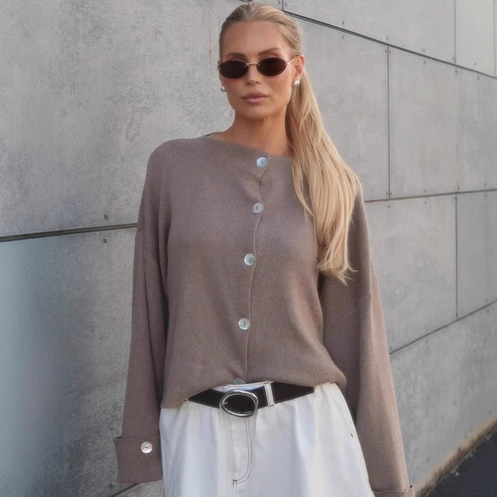 Women's Oversized Cropped Jacket with Wide Trumpet Sleeves and Button Cuffs Mune Fashion