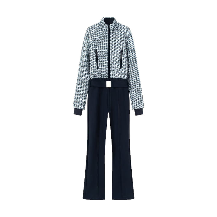 Ladies two-piece set consisting of structured short jacket and high-cut flared trousers Mune Fashion