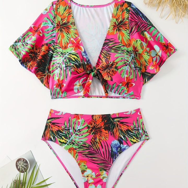 Women's bikini set with floral patterns and lightweight cover-up Mune Fashion