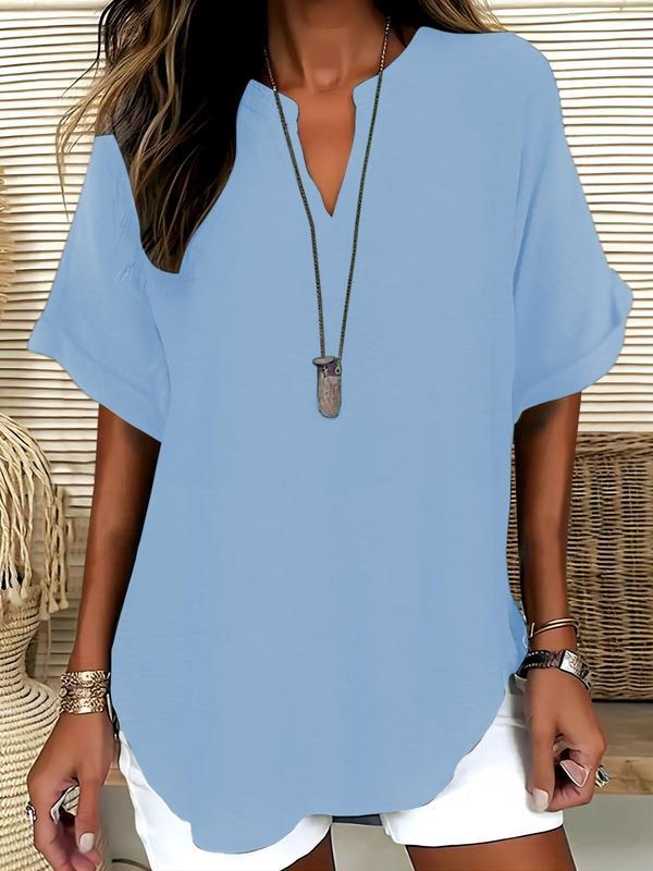 Ladies casual tunic with V-neck and wide-cut sleeves Mune Fashion