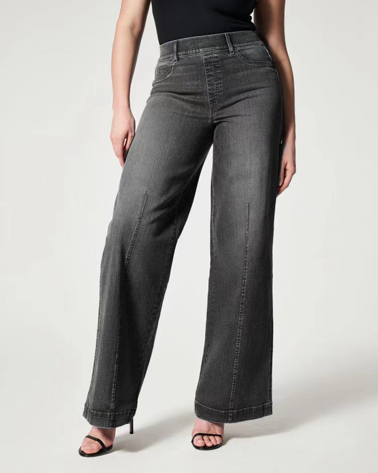 Women's High-Waisted Wide-Leg Jeans with Straight Leg Mune Fashion