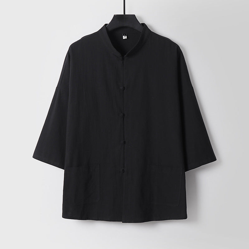 Unisex Locker cut Linen-Cotton Jacket with Stand Collar Mune Fashion