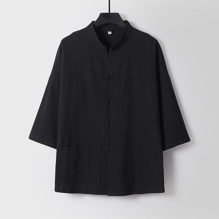 Unisex Locker cut Linen-Cotton Jacket with Stand Collar Mune Fashion