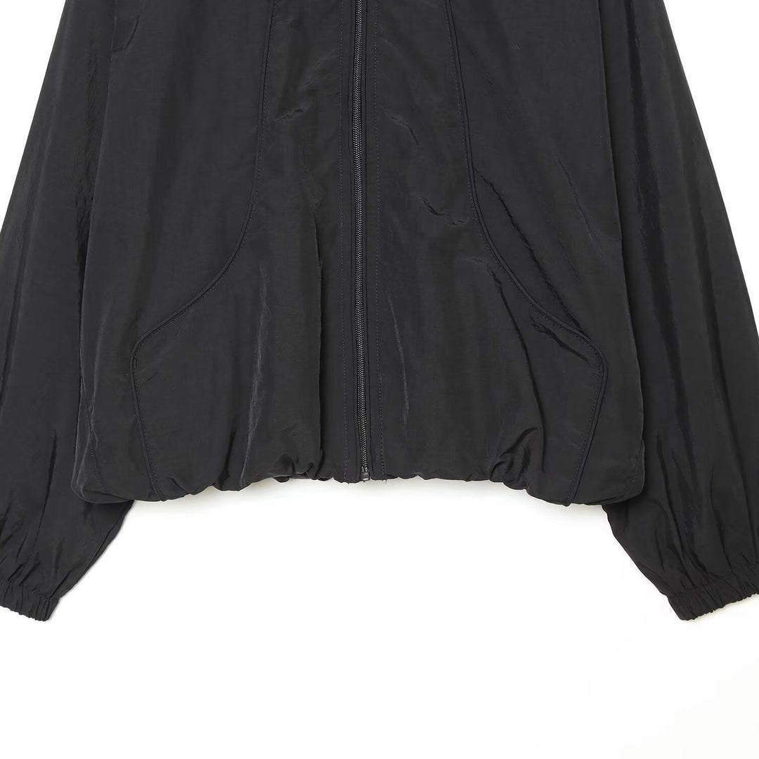 Women's Oversize Bomber Jacket in Cropped Style with High Funnel Neck Mune Fashion