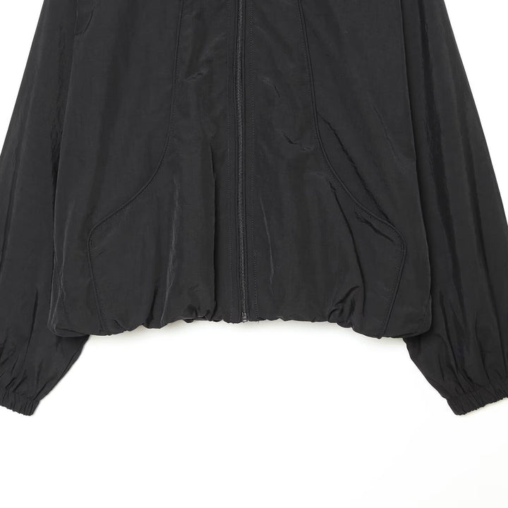 Women's Oversize Bomber Jacket in Cropped Style with High Funnel Neck Mune Fashion