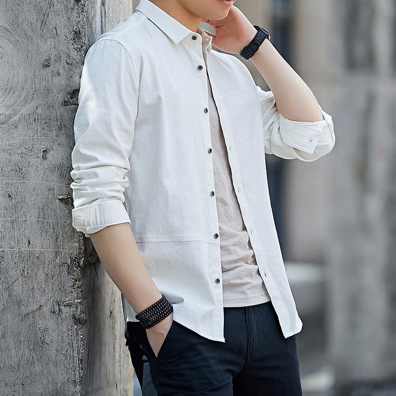 Men's casual cotton denim shirt with chest pocket, button placket, and straight fit Mune Fashion
