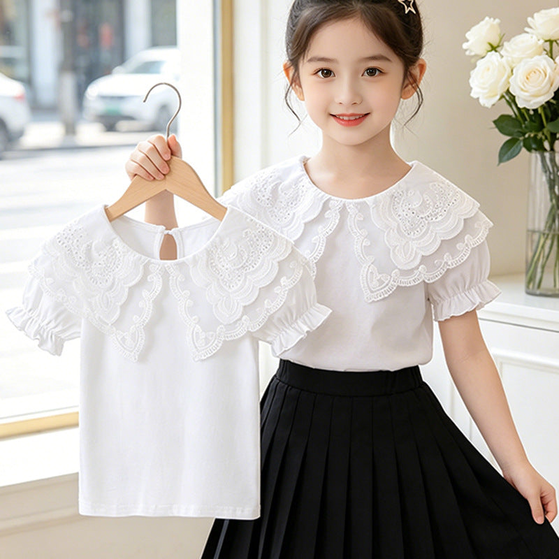 Girl's blouse with ruffled collar Mune Fashion