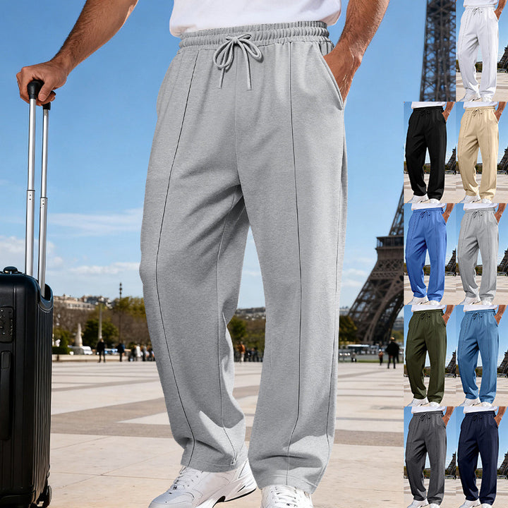 Men's wide Relax-Jogging pants with crease, elastic drawstring waistband, and side pockets Mune Fashion
