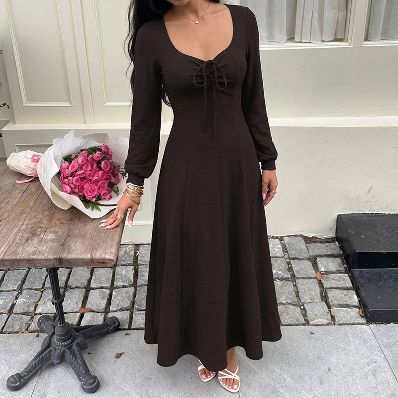 Women Elegant Maxi Dress with Lacing Details Mune Fashion