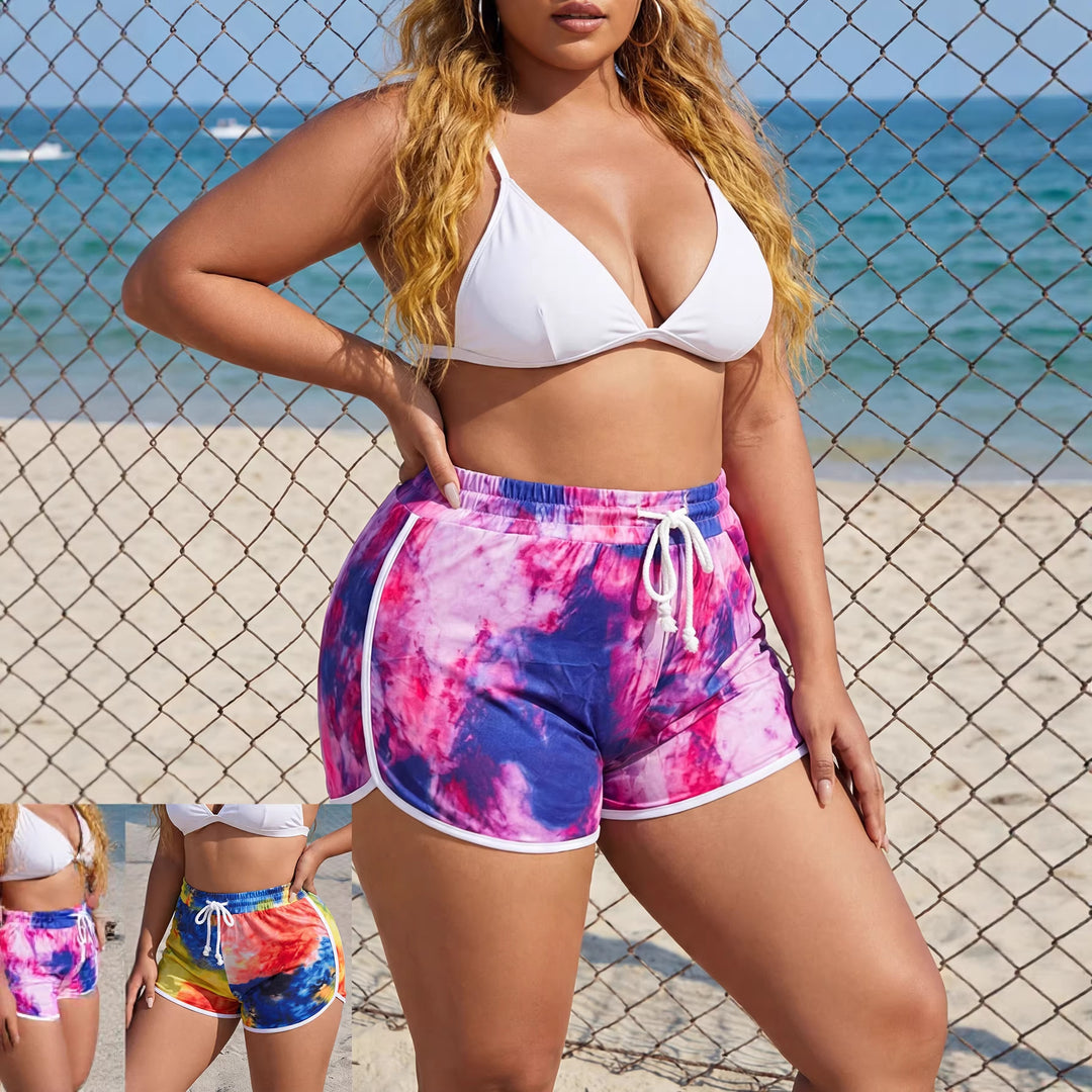 Women's sporty swim shorts with colorful tie-dye pattern Mune Fashion