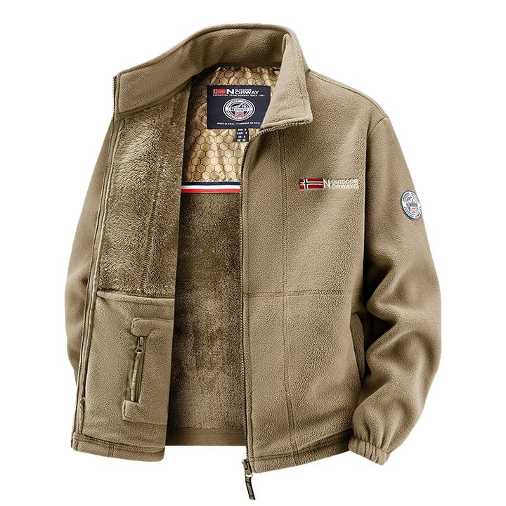 Men's fleece jacket with teddy inner lining, high stand collar and zip pockets Mune Fashion