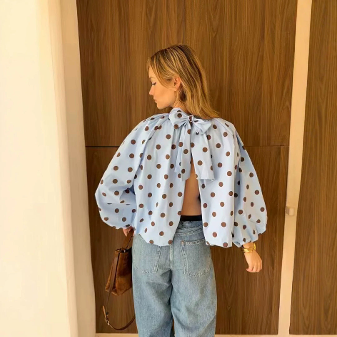 Women Wide Polka Dot Cape in A-Line Cut Made of Lightweight Rain Material Mune Fashion