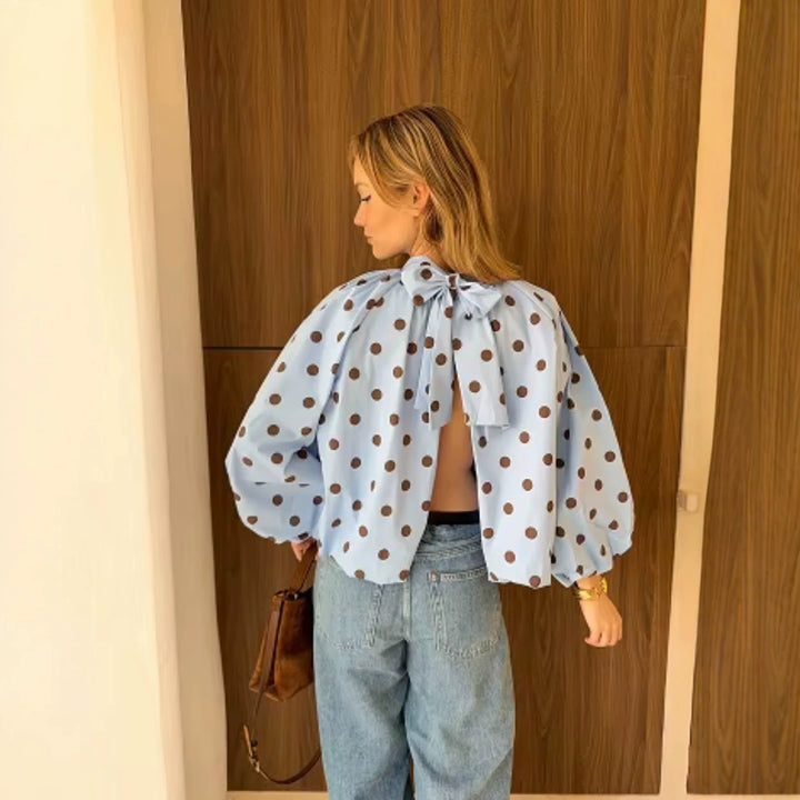 Women Wide Polka Dot Cape in A-Line Cut Made of Lightweight Rain Material Mune Fashion