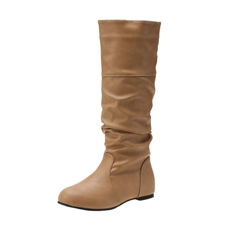 Women's slip-on boots with gathered shaft and flat wedge sole Mune Fashion