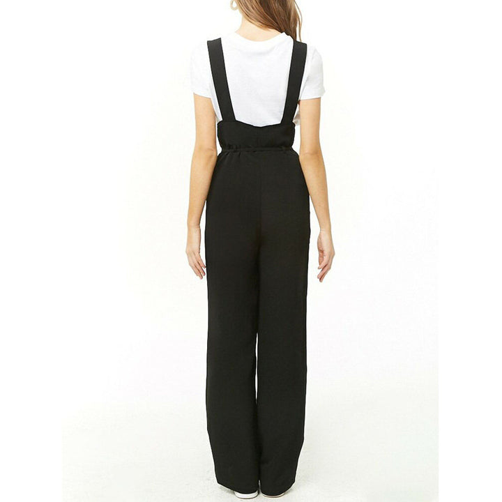 Women's High-Waist Overall Jumpsuit with Button Placket and Wide Straps Mune Fashion