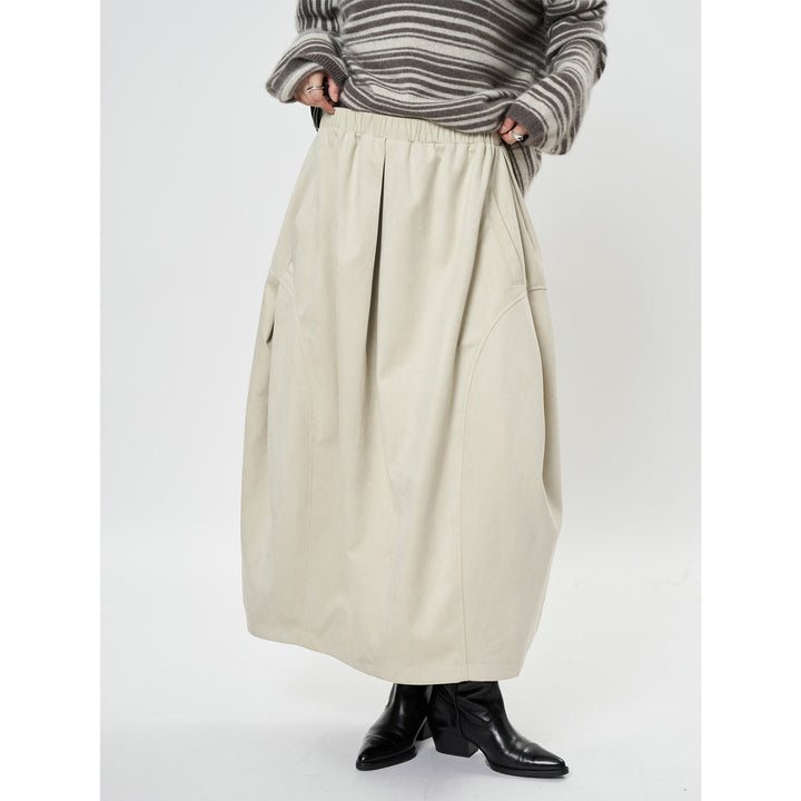 Women's midi skirt with high elastic waistband and targeted pleats Mune Fashion
