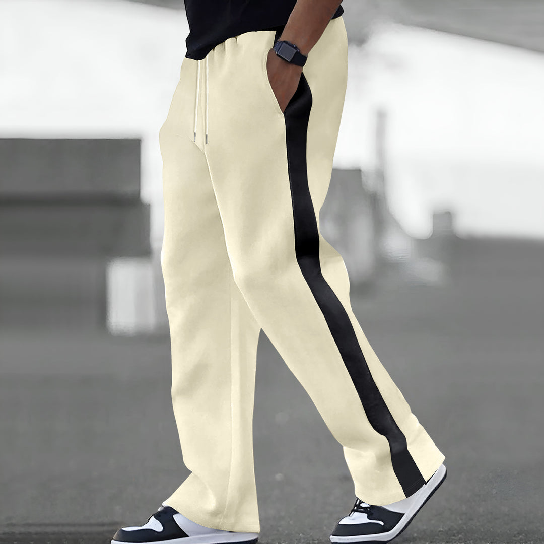 Men's wide track pants with contrast sides, drawstring, and ribbed waistband Mune Fashion