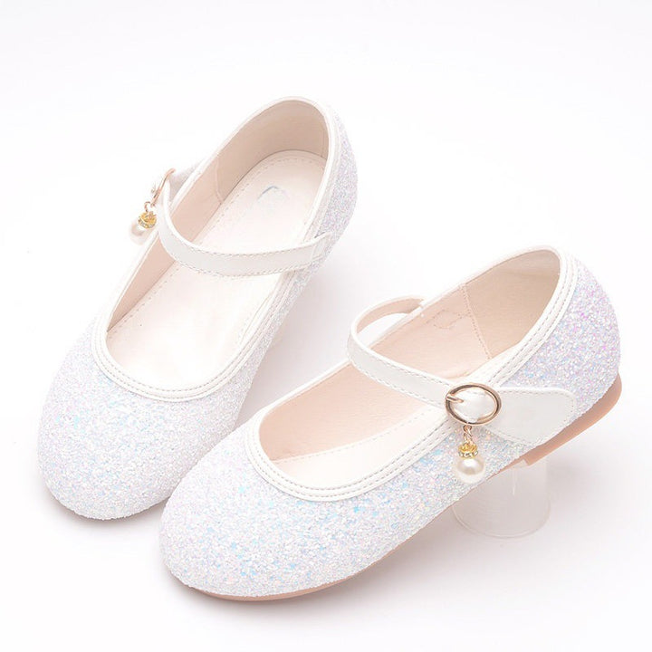 Girls Glitter Ballerinas with Strap and Pearl Application Mune Fashion