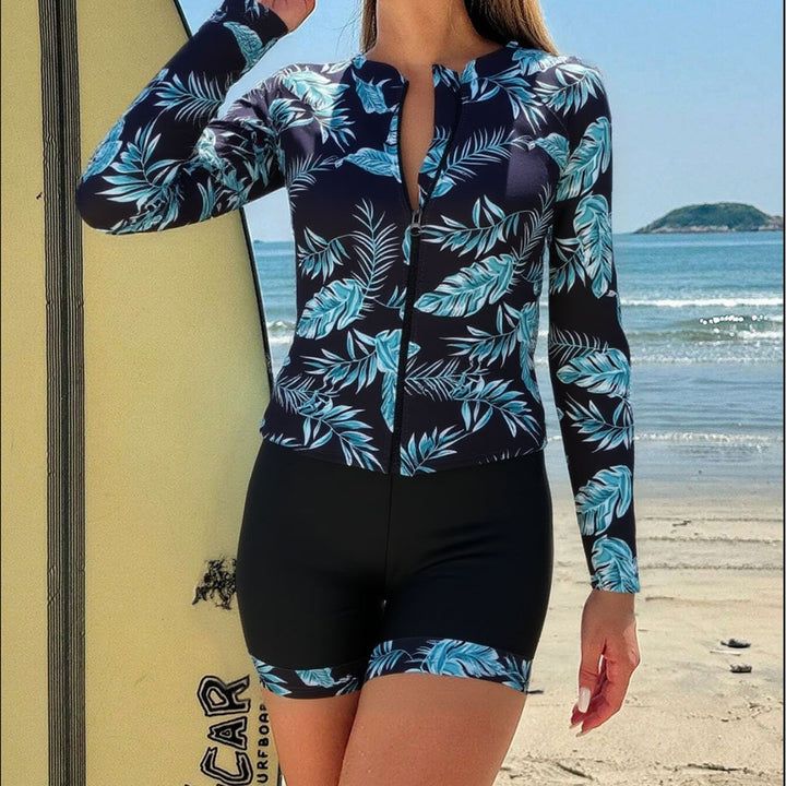 Women’s Surf Suit with Floral Pattern and Long Sleeves Mune Fashion